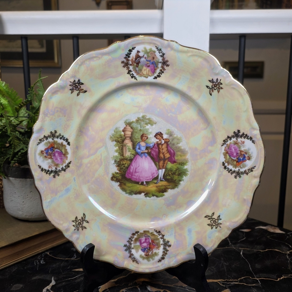 VTG Winterling Bavaria Lusterware Cabinet Plate Fragonard Courting Couple 10.5"